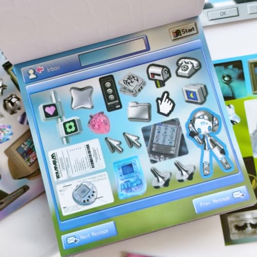 Image of Y2K Sticker Book for Journaling, Cybercore Scrapbooking Decor | Made for collage pages, vision boards, albums, notes, cards