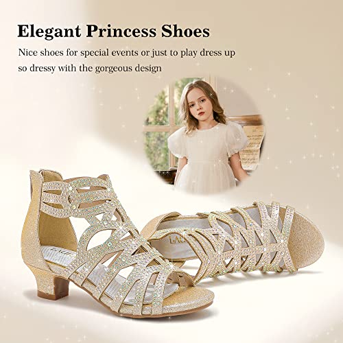 Little Girls Sandals High Heels Formal Shoes Open Toe Pump Sandals Glitter Party Wedding Shoes for Big Kids Toddler3