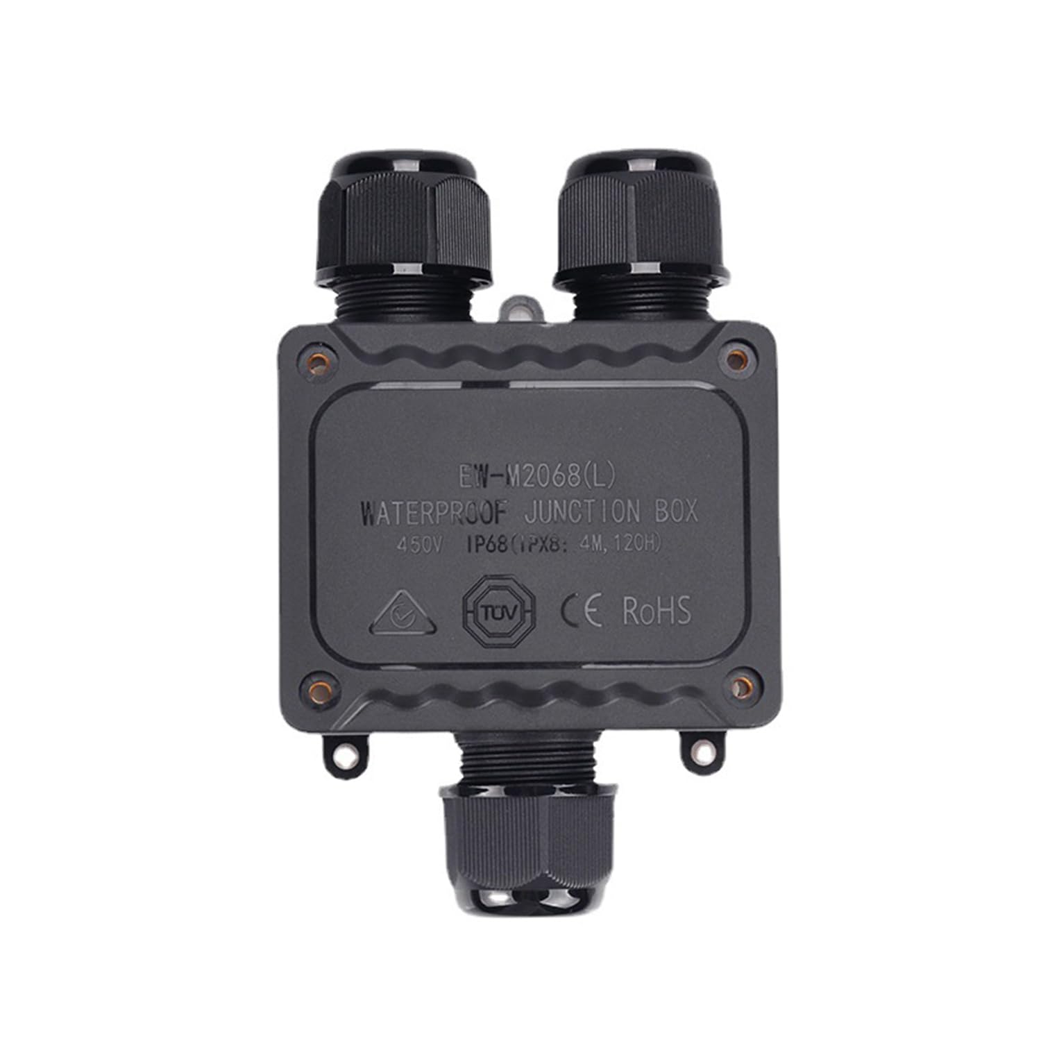Outdoor IP68 Waterproof Junction Box, Splice Box 3 Way M25 Underground Coaxial Cable Connector for 5-14mm Wire Range External Electric Power Cord Boxes (Black)