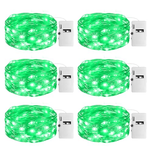 btfarm Lot de 6 Mini Guirnalda Led a Pila con Temporizador, 2M 20LED Pequeña Guirnalda Luminosa con 3 Modos Verde Resistente al Agua para Interior, Habitación, Boda, Fiesta, Navidad, Decor de Botella