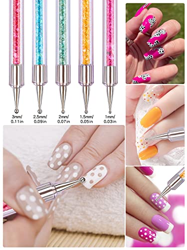 5 Stück Nail Art Liner Pinsel Nail Art Dotting Pen, EBANKU Nagel Pinsel Set Punktierung Stift Brushes Acryl Dual-Ended… – Bild 4