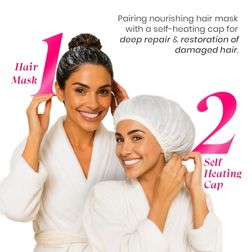 Image of Urban Yog MakeMeeBold Styling & Care Combo | 3-in-1 Hot Air Brush + Heat Therapy Mask with Self-Heating Cap + Heat Protectant Spray 200ml | Dryer, Straightener, Volumizer | Repair, Frizz-Free, Smooth & Shiny | Gifts for Women