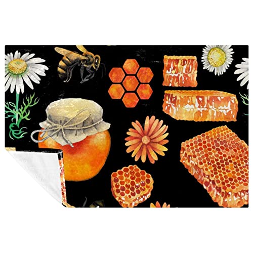 Couverture douce abeilles 150x100 cm en flanelle chaude pour lit et canapé - 2