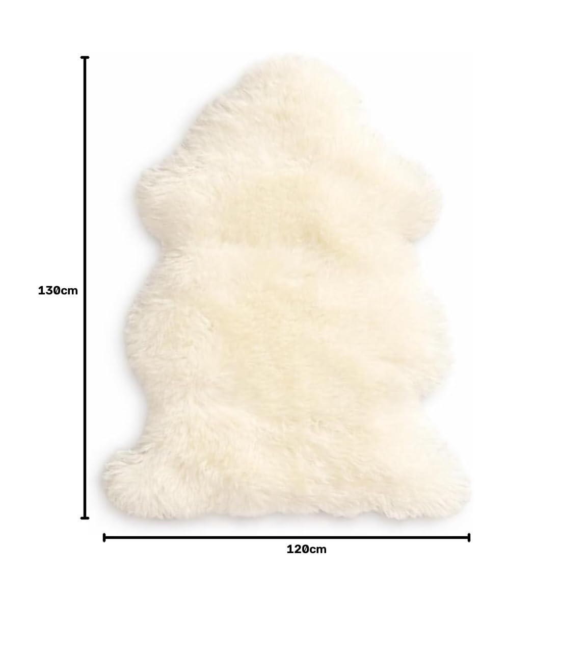 Cakla Lammfell Echt 120-130 cm - Schaffell Echt Groß - Fellteppich Weiss - Weich und Flauschig - Fell für Stühle - Lammfell Teppich - 100% Bio - Schafsfelle - Dekofell - Schafsfell Felle