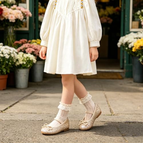 Image of GINFIVE Toddler Girls Dress Shoes Little Girls Mary Janes Ballerina Flats Shoes Toddler