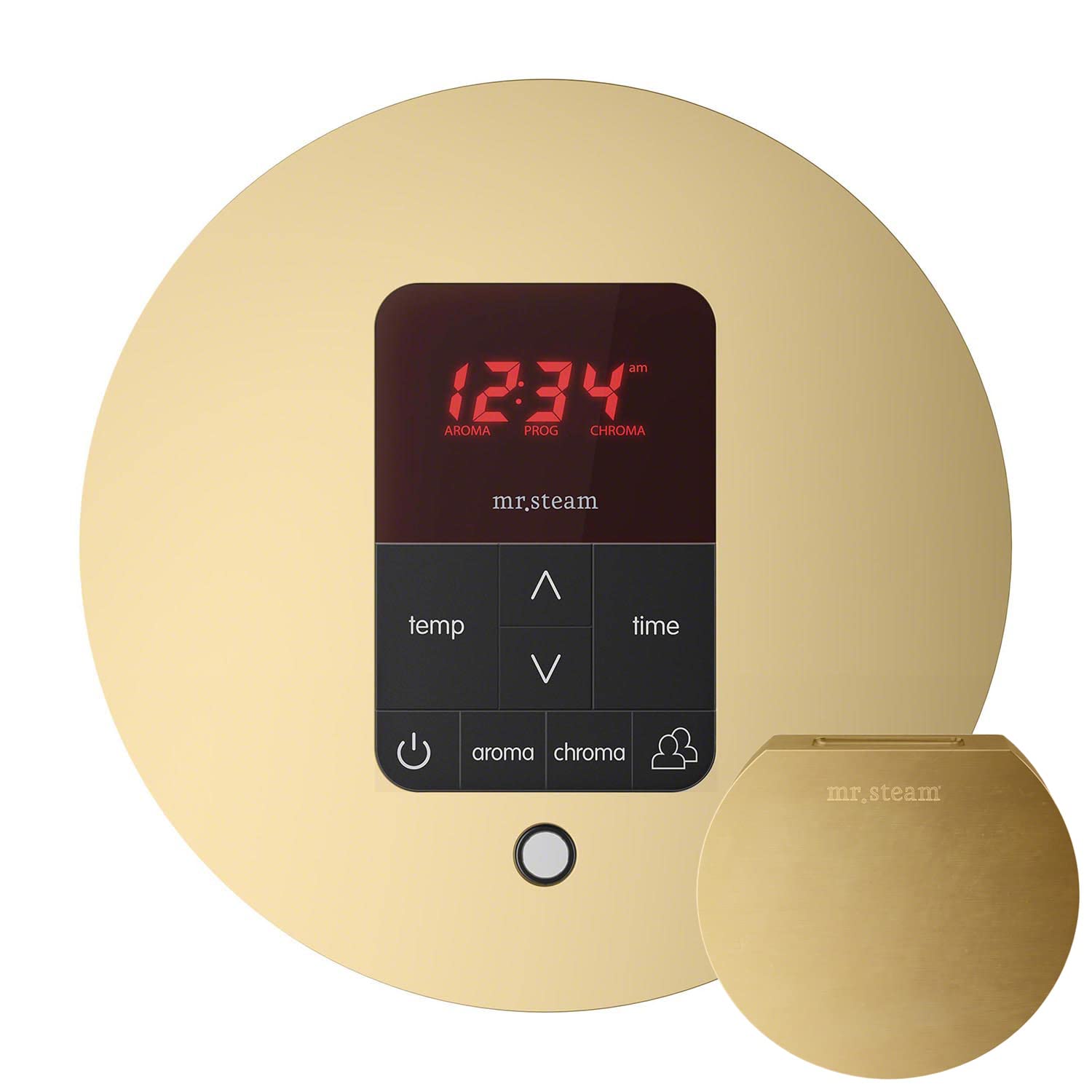 mr steam msitplusrd-sb satin brass itempo plus round size