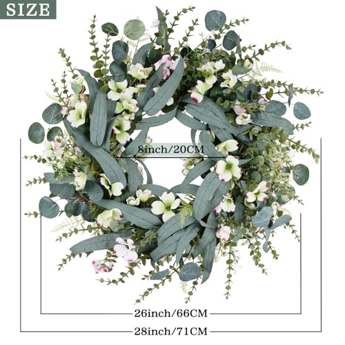 26IN-Spring-Wreath-for-Front-DoorLarge-Eucalyptus-Artificial-Flower-Greenery-Wreath-Indoor-Outdoor-for-Porch-Window-Wall-Farmhouse-Home-Holiday-Hanging-Decor-Spring-Summer-Fall-Winter-All-Seasons 26IN Spring Wreath for Front DoorLarge Eucalyptus Artificial Flower Greenery Wreath Indoor Outdoor for Porch Window Wall Farmhouse Home Holiday Hanging Decor Spring Summer Fall Winter All Seasons