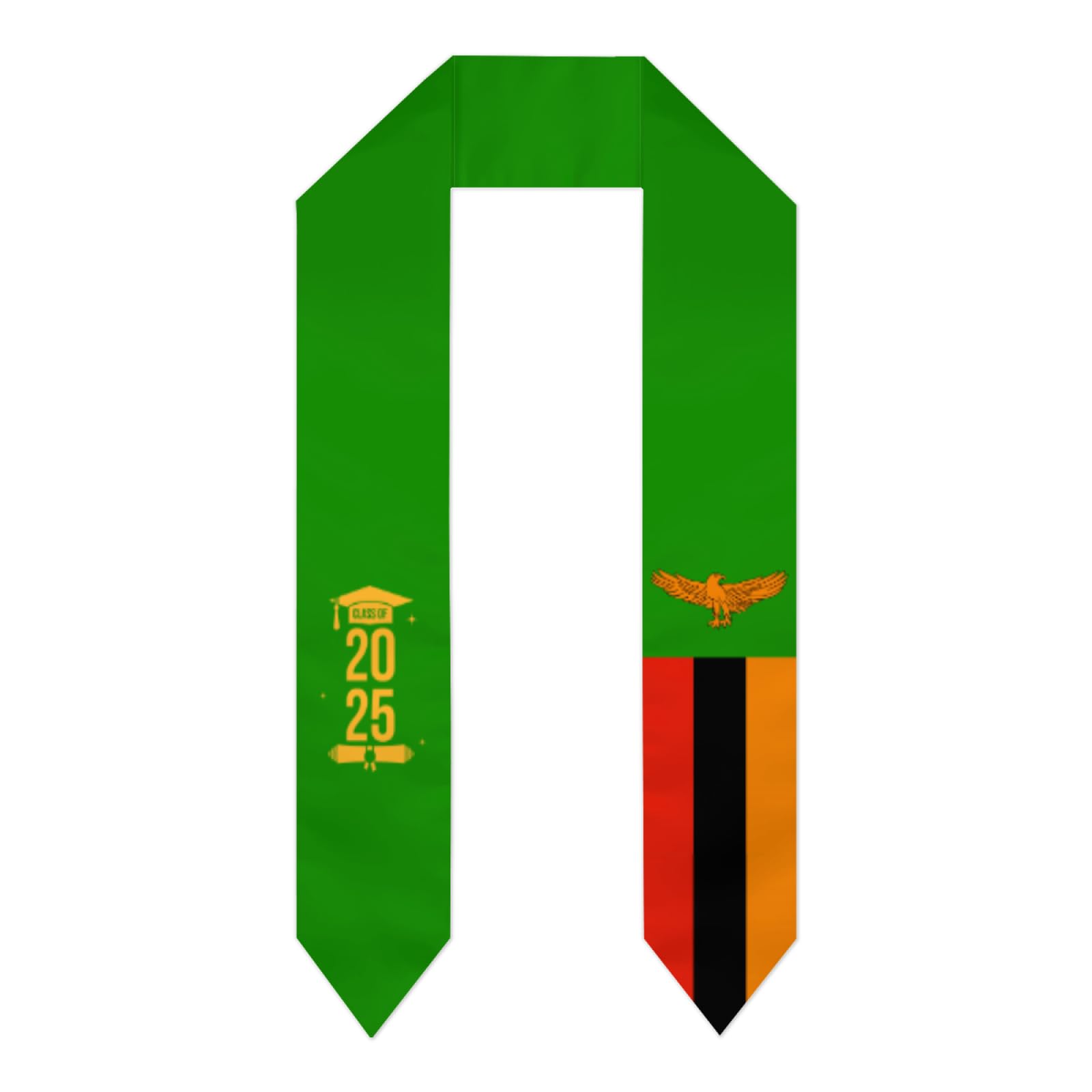 Smazdfxx Unisex Black Class Of 2025 Zambia Flag Graduation Stoles Shawl Sash Scraf For Students Graduation Season