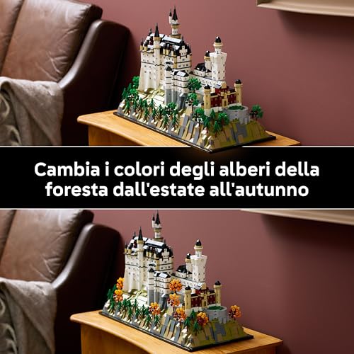 Architecture Castello di Neuschwanstein - Kit di Modellismo da Esposizione per Adulti - con Torri, Cortile e Interni Ricchi di Dettagli - Regalo Storico per Fan dei Monumenti - 21063 - Lego - Immagine 6