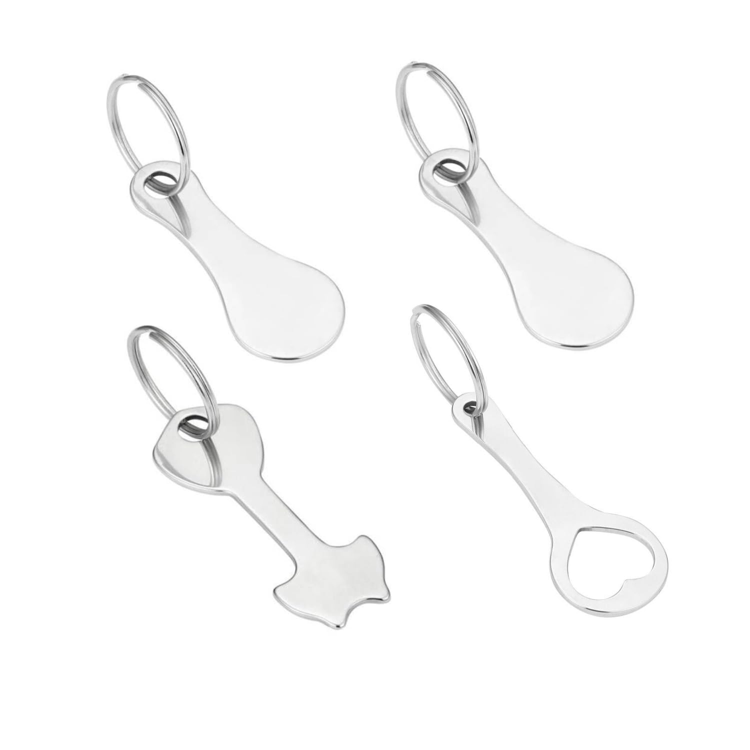 Nestnook Silver 4 Pack Trolley Coin Keyring, Stainless Steel Shopping Trolley & Token Keyrings