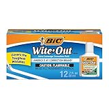 BIC Wite-Out Extra Coverage Correction Fluid, 0.7 ounces Bottle, White,(WOFEC12WE)