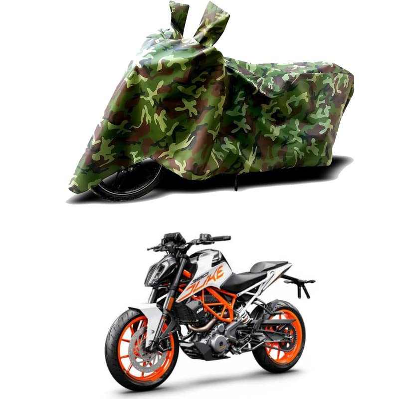 Image of 100% Water Resistant Full Bike Scooty Two Wheeler Body Cover Compatible for KTM 490 Duke STD /UV-Rays /Heat Protection /Birds Dropping /Scratchproof /Dust Proof /Waterproof /All Varient[Green MJ]