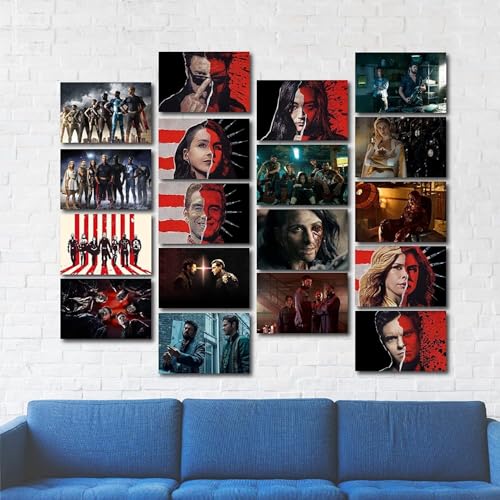 Image of ATEVON The Boys Wall Poster Set - Pack of 18 Unframed 6x4 Inch Wall Collage Prints for Web Series Fans, Stylish Home Room Decor for Bedroom, Dorm, Office, and Man Cave
