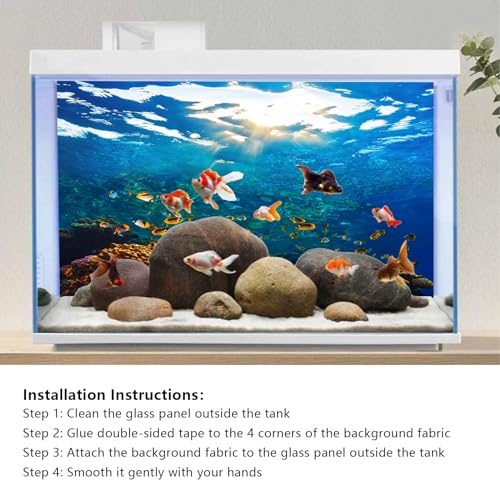 Image of YongFoto Ocean Theme Fish Tank Background 30x12 inch Seaweed Coral Reef Rock Seafloor Tropical Fish Underwater Sea World Polyester Backdrop Reptile Habitat Terrarium Aquarium Background