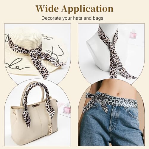 CHUANFU 16 Stück Seidentuch Handtasche 90 x 4 cm, Seidenschal Schmale Passform Damen, Halstücher Hochwertige Nachbildung Satin, Geeignet für Handtaschen, Hüte und Haare