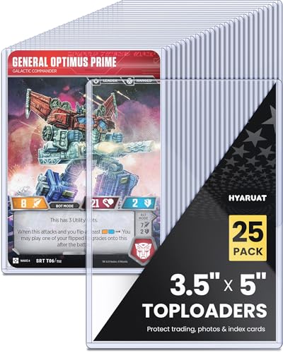 HYARUAT 3.5x5 Toploader - Semi-Rigid Plastic Sleeves, Clear Protectors for Transformer Characters, Oversized MTG & TCG Trading Cards (25-Pack)