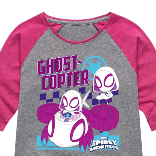 Marvel Spider-Man and His Amazing Friends - Ghost Copter Ghost Spider - Toddler and Youth Girls Shirt Tail Raglan3
