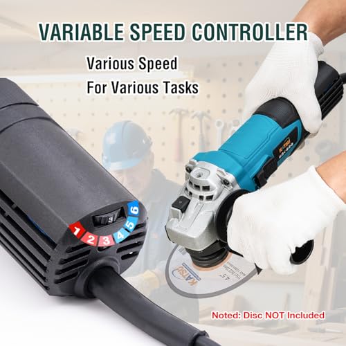KATSU Tools Corded Angle Grinder 115mm 750W, Slim Body, Variable Speed, for Masonry Concrete Tile Metal Steel Grinding Polishing 100186 - Image 6