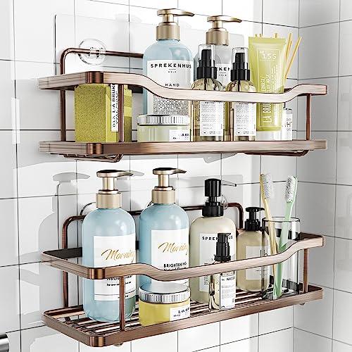 Omaira Shower Caddy, Organizer , Shower Shelf, Adhesive No Drilling Stainless Steel Rustproof Rack, 2 Pack, Bronze #TOP3