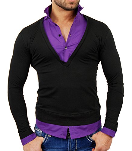 Tazzio - Pull Chemise 2 en 1 Pull TZ724 Violet - S - Violet