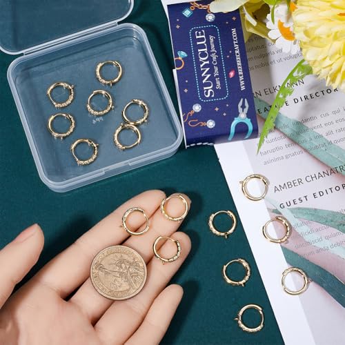 SUNNYCLUE 20pcs Real 18k Gold Plated Huggie Hoop Findings Huggie Hoop Earring Findings Brass Round French Earring Wires Hoops With Loops Bulk For Jewellery Making Women Adults Supplies Findings Crafts - Image 3