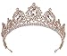 WIOJEIGO Wedding Crown Crystal Birthday Tiara Pageant Quinceanera Rhinestone Princess Headband for Prom Gold