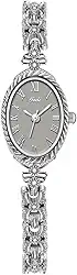Relógios femininos modernos vintage de quartzo oval - pulseira fina de liga de aço - números romanos - relógio de pulso elegante e delicado à prova d'água