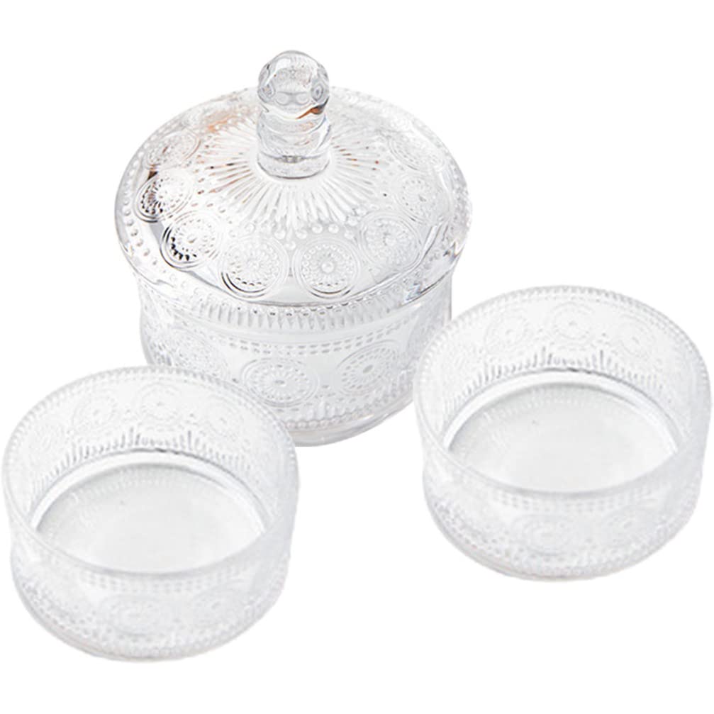 ZerodekoGlass Storage Jars 3 Tier Decorative Round Glass Storage Jars Clear Glass Stackable Snack Containers Apothecary Jar Sweets Canning Glass Jar for Kitchen Bathroom