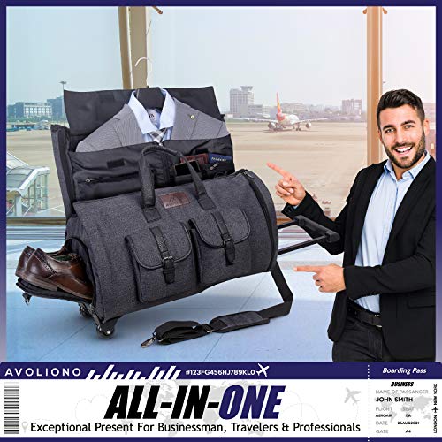AVOLIONO Travel Bag Garment Bag Expandable Weekender Bag Wheeled Duffle Bag Convertible Hanging Suit Case Suit Bag for Men and Women
