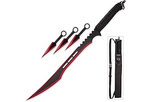 Snake Eye Tactical Ninja Sword and Kunai/Throwing Knife Set with Sheath (BLACK/RED)