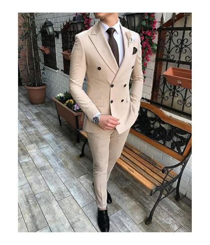 Solove-Suit Men's Regular Fit 2 Piece Suit Double-Breasted Wedding Groom Tuxedos(Blazer+Pant)4