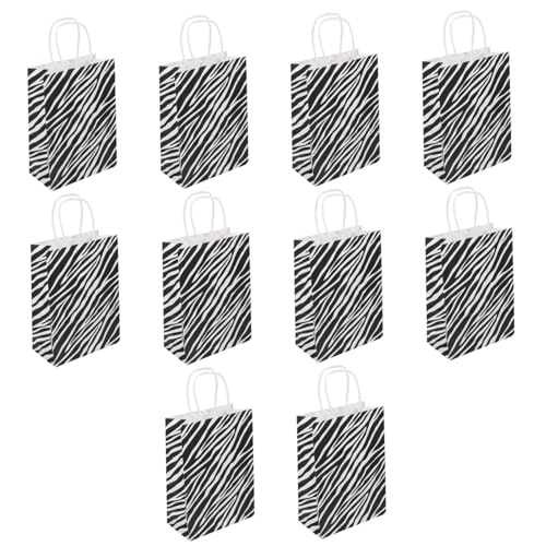 WEKAMOS 10個 斑馬柄小型 バッグ 軽量紙製 ハンドル付き プレゼント包装用 おしゃれショッピングバッグ お菓子収納用