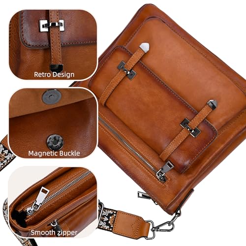 Image of Iswee Soft Leather Crossbody Bags for Women Shoulder Handbags Multi Pockets | Travel Purse with Adjustable Strap Medium Size Organizer Designer Pocketbooks with Adjustable Strap