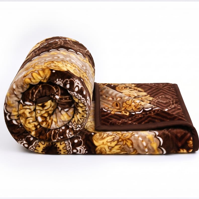 BSB HOME Premium Super Soft Cloudy Printed Double Bed Mink Blanket for Mild Winter/Heavy Winter, Ultrasoft & Cozy Single Ply Blanket | | 220 x 228 Cm (Crimson & Yellow Floral Pink, Weight-1500 Grams)-image-40