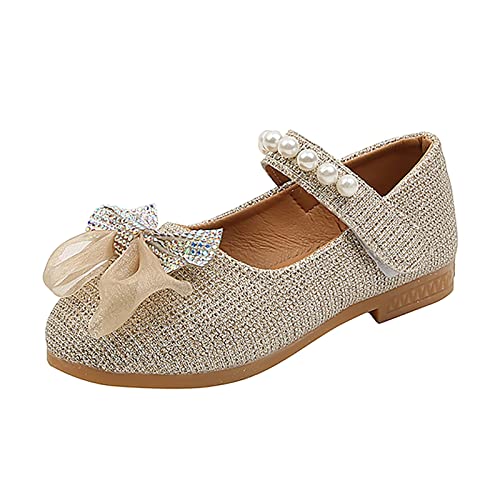 Girls Sandals Children Flat Heels Princess Shoes Kids Sandals Comfortable Soft Soles Leather Shoes Slippers Kids Girl (Gold, 23 Toddler)