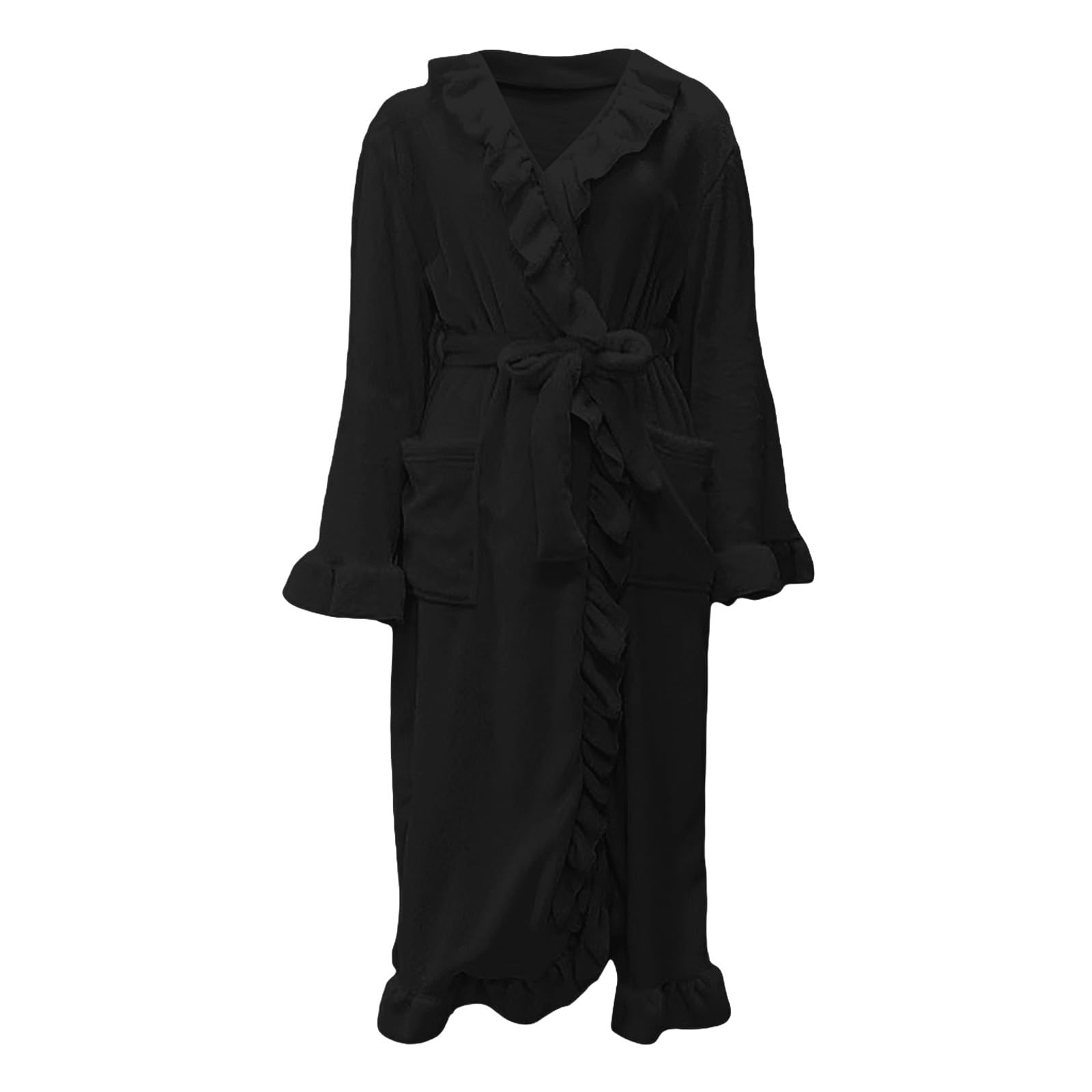 Accappatoio da donna in cotone, morbido, elegante, lungo | Pigiama per il tempo libero, taglie grandi, per sauna, per l'inverno, caldo, in peluche, leggero