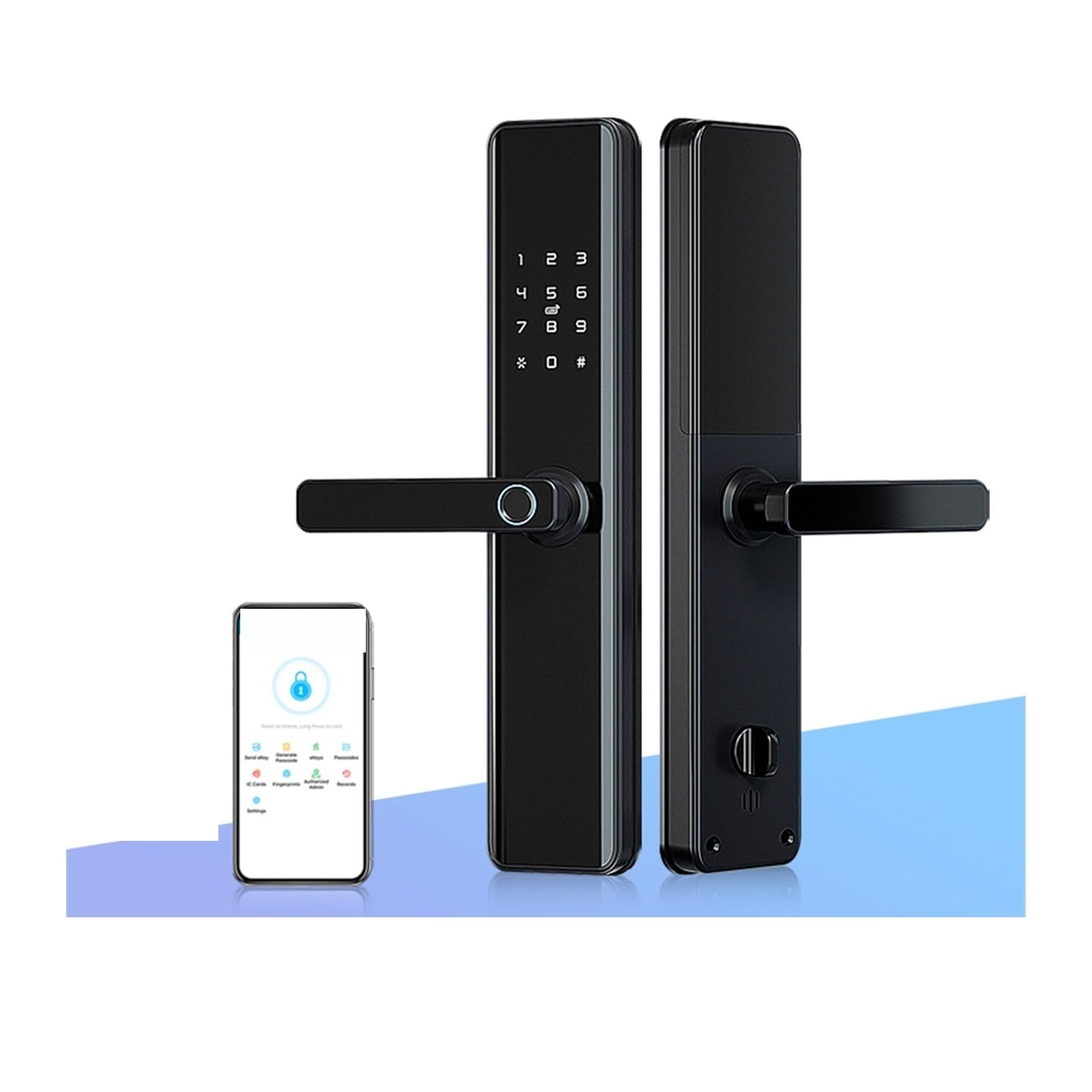 Inteligentny zamek, Wodoodporny, Inteligentny Zamek Bluetooth Wi-Fi Z Czytnikiem Linii Papilarnych, Elektroniczny, Cyfrowy Kodem Biometrycznym(SKY BLUE)