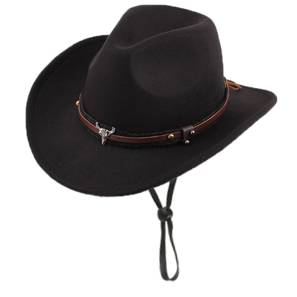 Oaygat Unisex Style1-Black Cowboy Hat Felt Fedora Hat Womens Western Cowboy Hat Wide Brim Hat Classic Hat Western Shapeable Durable Cowgirl Men Women Wool Felt Fedora Jazz Hat Lightweight Shapeable Outdoor Hat