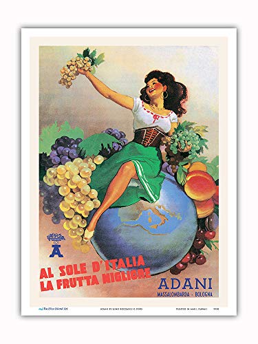 From The Sun In Italy Comes The Best Fruit - Adani Wine - Vintage Advertising Poster By Gino Boccasile C.1950S - Master Art Print 9In X 12In #TOP2