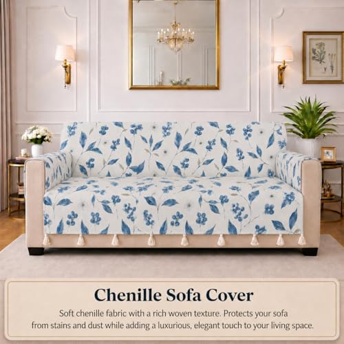 Image of STITCHNEST 'Eden Weaves Collection Series' 3 Seater Sofa Cover | Full Coverage with Armrest Pockets | Elegant Woven Fabric, Decorative Tassels, Washable & Durable for Modern Living