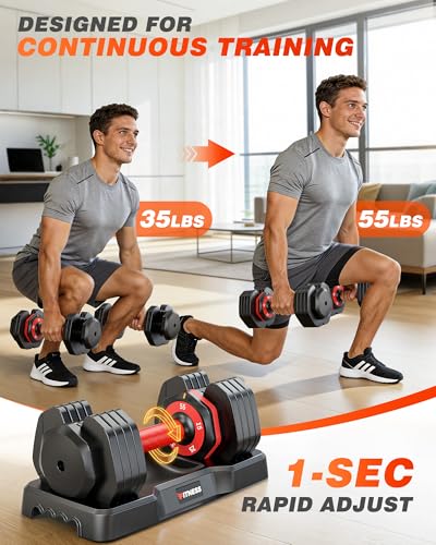 Image of Rendpas Adjustable Dumbbell Set, Quick Adjust Free Weights for Home Gym