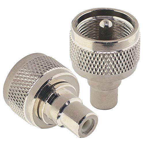 onelinkmore PL259 UHF Male to RCA Female Adapter, 2 Pack, for Antenna Cable