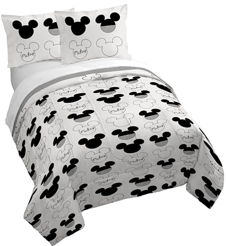 Jay Franco Kids Duvet Cover Set with Sham & Pillowcase Ultra-Soft Bedding for Room Decor Cover ONLY Comforter NOT Included White - Mickey Mouse 3 Piece Full