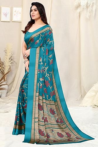 Image of MIRCHI FASHION Saree for Woman Chiffon Floral Printed | Lightweight Daily Wear Women's Sari with Unstitched Blouse Piece (Available in 20 Colors)