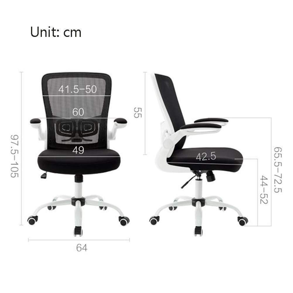 Krzesło Biurkowe Siatkowe Obrotowe Ergonomiczne Krzesła Biurkowe, Regulowane Krzesło Biurkowe z Podnoszonymi Podłokietnikami Krzesło Biurkowe Komputerowe (Kolor: Czarny + Biały)