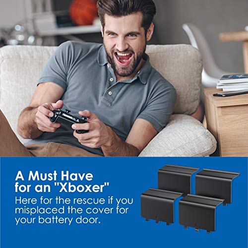 Image of 4 Pack Battery Back Cover for Xbox One /One S /One X Controller [NOT for Xbox Series X /S], Avorast Replacement Battery Back Shell Covers Compatible with Xbox One, One S, One X Controllers (Black)