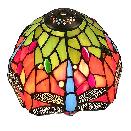 Premium Tiffany Lampshade Replacement the Lamp Shades of the Table lamp Stained Glass Handmade Dragonfly Design 8-inches Dia Exclude Accessories Pack of 1