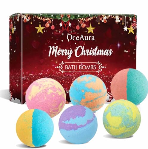 OceAura Bath Bombs Christm Salt Ball Bath Bubbl For Butter Skin Moisturize. Perfect Gifts Set for Women Men And Kid Relax The Body And Mind. 30g*6