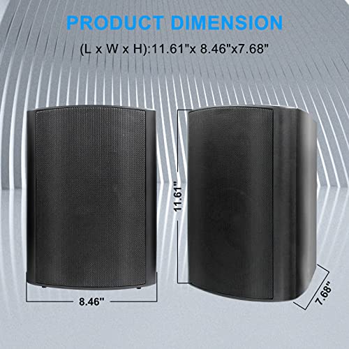 Herdio 800 Watts 6.5 Inches Passive Outdoor Speakers Waterproof Wired,Wall Mount Speakers With Powerful Bass For Home Patio Garden Covered Deck,All-Weather Durability,Black(2 Pairs) #TOP4