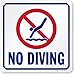SmartSign Plastic Sign, Legend "No Diving" with Graphic, 10" square, Blue/Red on White